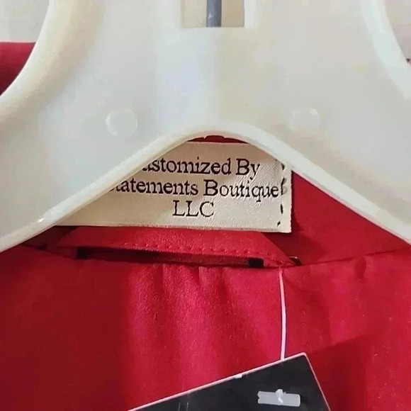 Customized By Statement Boutique Denim and sequin trench coat. Size 8 - Picture 10 of 12